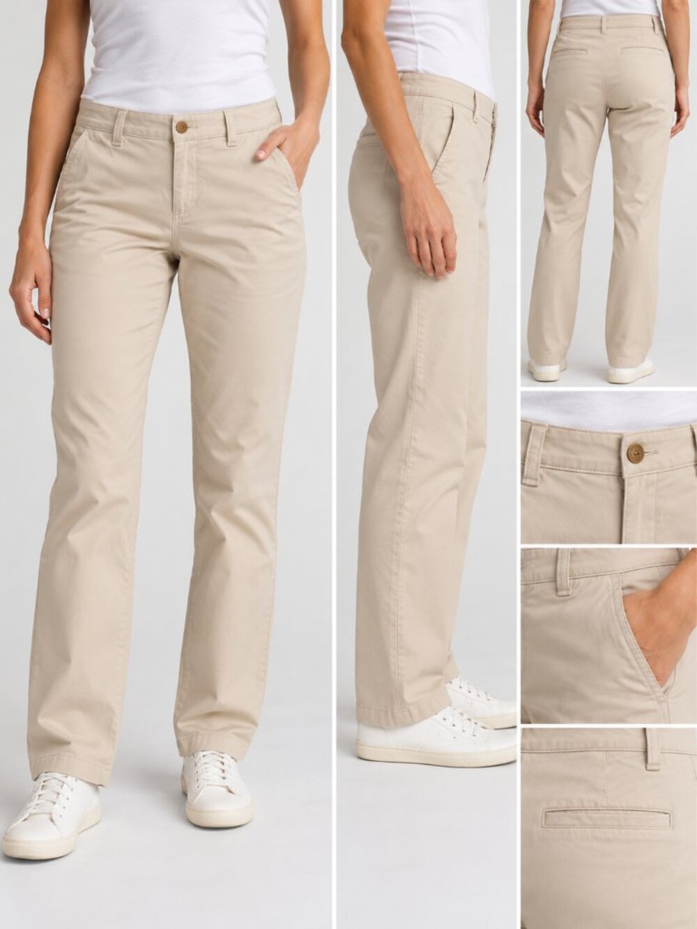 L.L. BEAN Comfort Stretch Mid Rise Straight Leg Chino Pants Beige Size 8